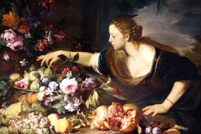 Woman Grasping Fruits by Abraham Brueghel